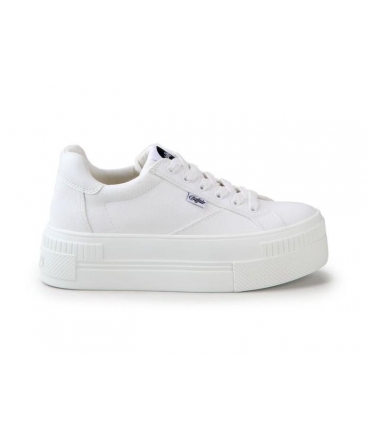 BUFFALO PAIRED vegan white woman white platform sneakers cotton thick sole