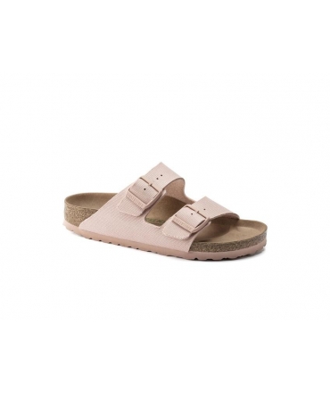 BIRKENSTOCK Arizona Kids Vegan pink slippers for girl with double buckle