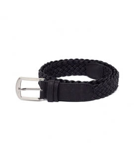 Ceinture tressée vegan en liège noir unisexe 3,5 cm