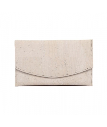 Vegan envelope card holder with white cork coin purse with magnetic closure