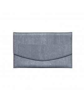 Vegan envelope card holder with blue cork coin purse with magnetic closure