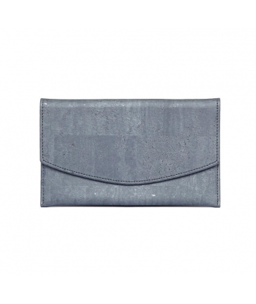 Vegan envelope card holder with blue cork coin purse with magnetic closure