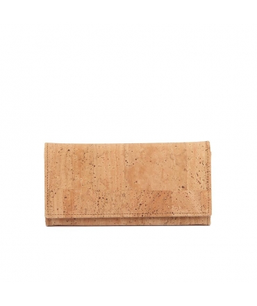 Vegan cork accordion wallet with button closure