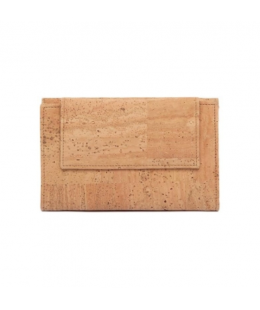 Wide vegan cork wallet with waterproof button closure