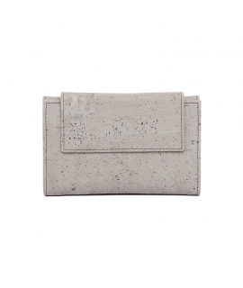 Wide vegan cork wallet with waterproof button closure