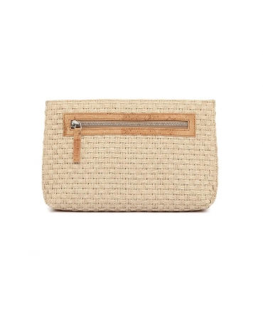 Bolso vegano Bolso clutch de mujer tejido de rafia con cremallera de corcho