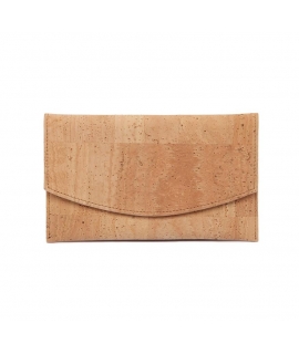 Vegan envelope card holder with beige cork coin purse with magnetic closure