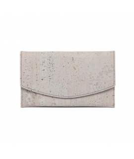 Vegan envelope card holder with gray cork coin purse with magnetic closure