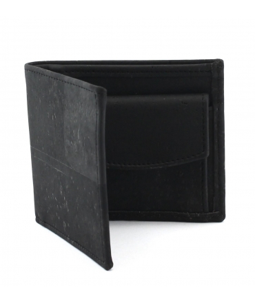 Cartera de corcho Hombre negro vegano bifold monedero tarjetero