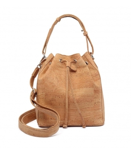 Women's bucket bag cork waterproof shoulder strap vegan ecological strings