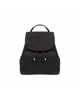 Black vegan cork drawstring backpack