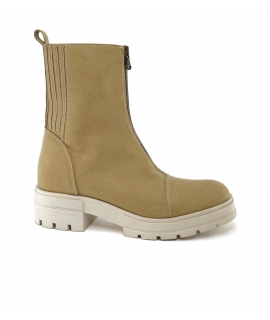 VSI NALA scarponcini vegan donna beige cerniera frontale tacco scarpe vegane Made in Italy