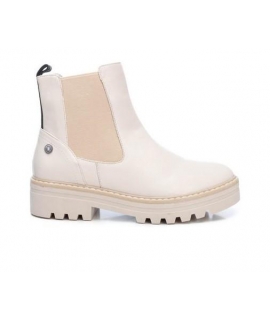 Bottines vegan beiges avec zip latéral élastique et semelle crantée