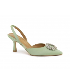 VSI DEVA Vegan sage slingback bijou décolleté chaussures vegan made in Italy