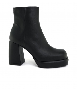 VSI JADE Schwarze, vegane Chunky-Mais-Stiefeletten mit Reissverschluss-Absatz Made in Italy