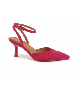 VSI NOLA Sandali vegan fuxia tacco rocchetto punta cinturino scarpe vegan Made in Italy