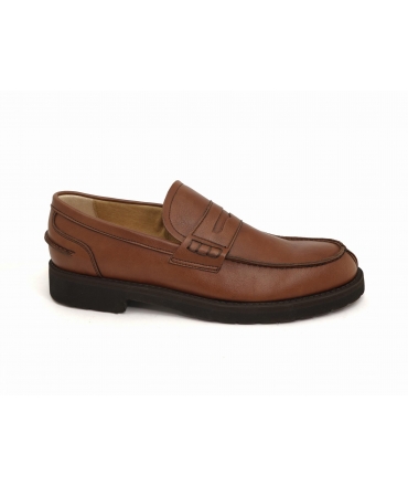 VSI RUDRY Mocasines de hombre estilo college veganos marrones con costuras Made in Italy