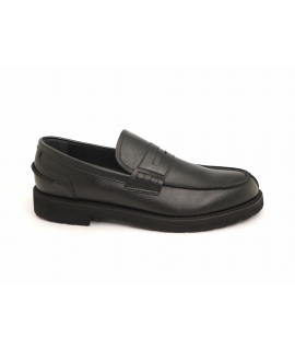 VSI RUDRY Elegantes mocasines de hombre veganos negros estilo college pespuntes Made in Italy