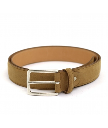 VSI FLORENCE Men's vegan beige alcantara belt, handcrafted Made in Italy