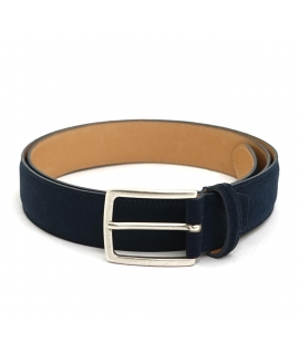 VSI FLORENCE Ceinture végétalienne en alcantara bleu pour homme, fabriquée à la main et écologique Made in Italy