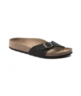 BIRKENSTOCK Madrid Vegan noir Chaussons unisexes bande simple avec boucle