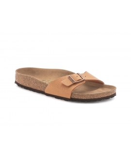 BIRKENSTOCK Madrid Vegane pekanbraune Einriemer-Slipper mit anatomischer Fussbettschnalle