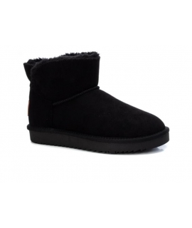 XTI Botines negros de pelo sintético zapatos slip-on de felpa vegana acolchados y cálidos