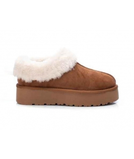 XTI Stivaletti bassi alla caviglia finto pelo marroni imbottiti caldissimi boot vegan modello slip-on in peluche