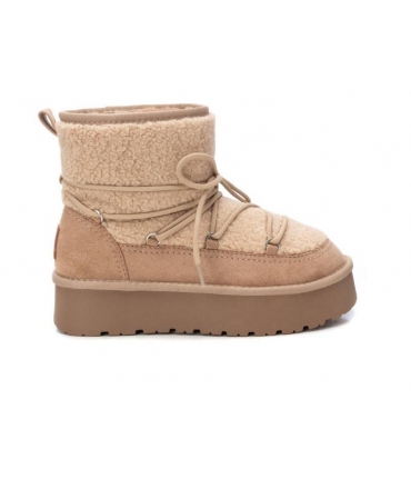 XTI Stivaletti eskimo vegan finto pelo beige imbottiti comodi modello slip-on in peluche lacci