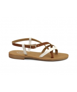 VSI GIAVE Sandalias de dedo veganas bicolor blanco marrón zapatos veganos Made in Italy