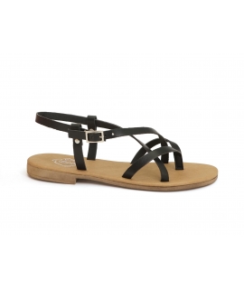 VSI GIAVE Schwarze vegane Sandalen, flache Flip-Flops, Mais, vegane Schuhe, hergestellt in Italien