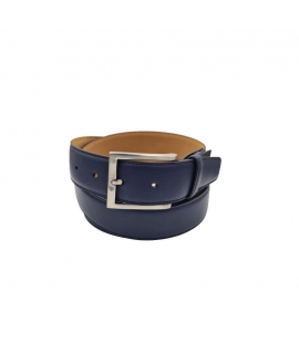 Ceinture végétalienne bleu maïs VSI BADIA avec boucle carrée souple fabriquée en Italie