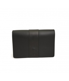 VSI GORI Vegan black corn clutch bag, removable shoulder strap with button, made in Italy