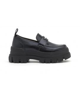 BUFFALO ASPHA LOAFER Schwarze klobige vegane Mokassins für Damen