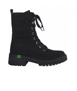 JANA Recycelte schwarze vegane Stiefel mit Tanksohle, Reissverschlussschnürsenkel, vegane Schuhe