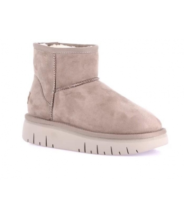 GRUNLAND vegan CHOT boot beige platform faux fur padded