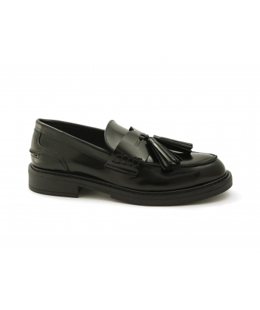 VSI ASTON Mocasines veganos con borlas charol negro suela elegante zapatos veganos Made in Italy