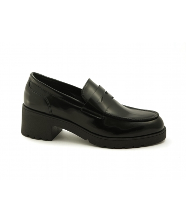 VSI YORI Mocassino vegan nero lucido tacco comodo Made in Italy