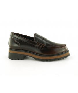 VSI BRAY Braune vegane Loafer, lackierte vegane College-Schuhe, hergestellt in Italien