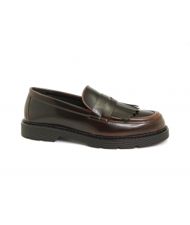 VSI OXFORD Mocassini vegan marrone con frange college suola spessa Made in Italy