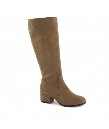 VSI NEDA Botas veganas taupe tacón ancho punta redonda cremallera Made in Italy