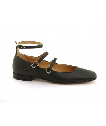 VSI HOLLY ballerine mary jane vegan nere mais punta squadrata cinturini made in Italy