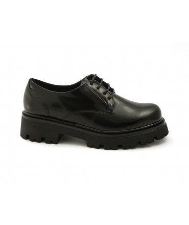 VSI TECLA Zapatos mujer negro vegano oxfords charol cordones suela gruesa