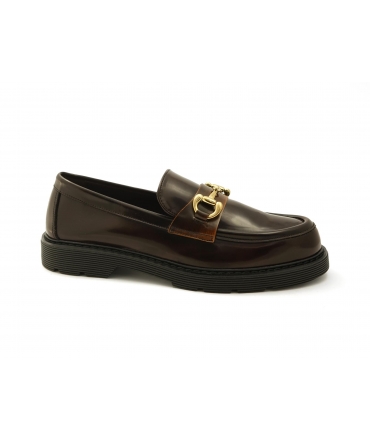 VSI BRENT Vegan dark brown moccasins patent leather clamp Made in Italy